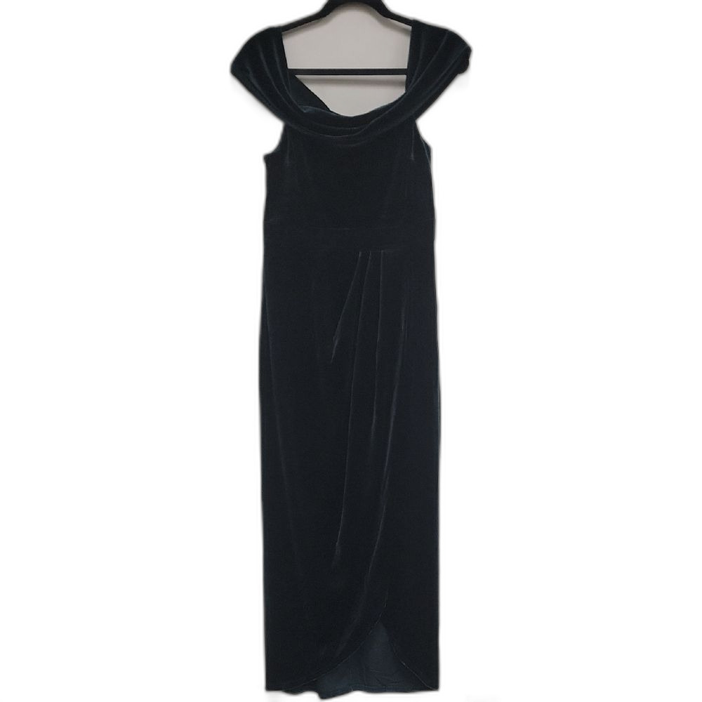 Lulu's Green Velvet Bardot Wrap Maxi Dress